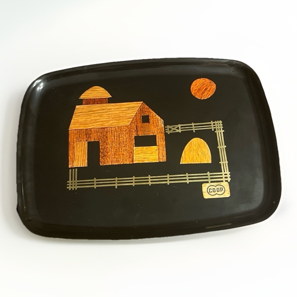 MCM Couroc COOP Serving Tray Farm Ag Monterey California Inlays VTG